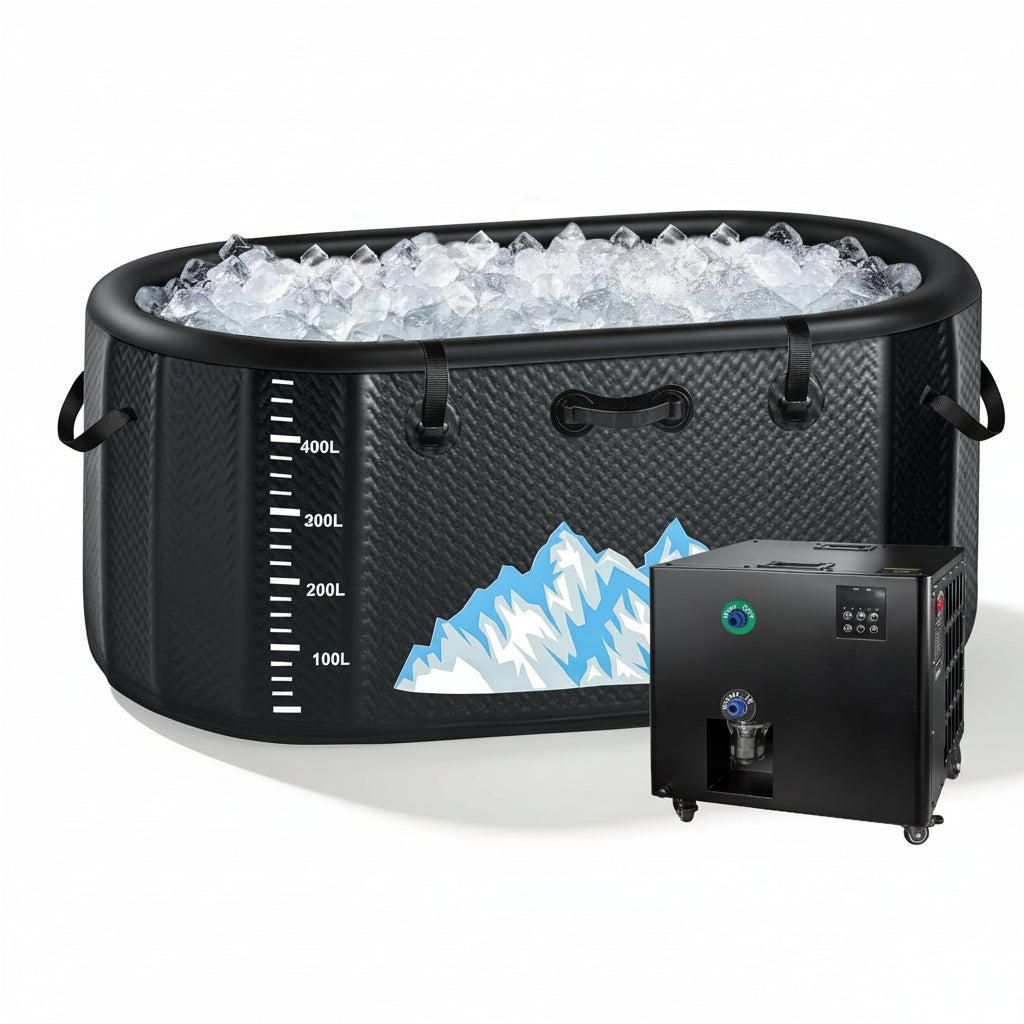 Cold Plunge Tub, 248 Gallon, 1 Horsepower, Heavy-Duty Ice Bath Tub for Athletes with Hot & Cold, Portable Inflatable Plunge Chiller with Water Treatment Kit, Immersion Therapy, Wifi (Black, 1 Set)