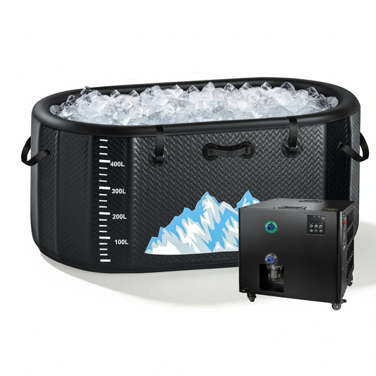 Cold Plunge Tub, 248 Gallon, 1 Horsepower, Heavy-Duty Ice Bath Tub for Athletes with Hot & Cold, Portable Inflatable Plunge Chiller with Water Treatment Kit, Immersion Therapy, Wifi (Black, 1 Set)